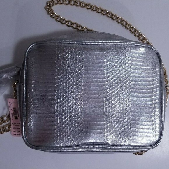 Victoria's Secret Shiny Silver Handbag Purse Zipper Bag Shoulder Bag NWT - Picture 4 of 4